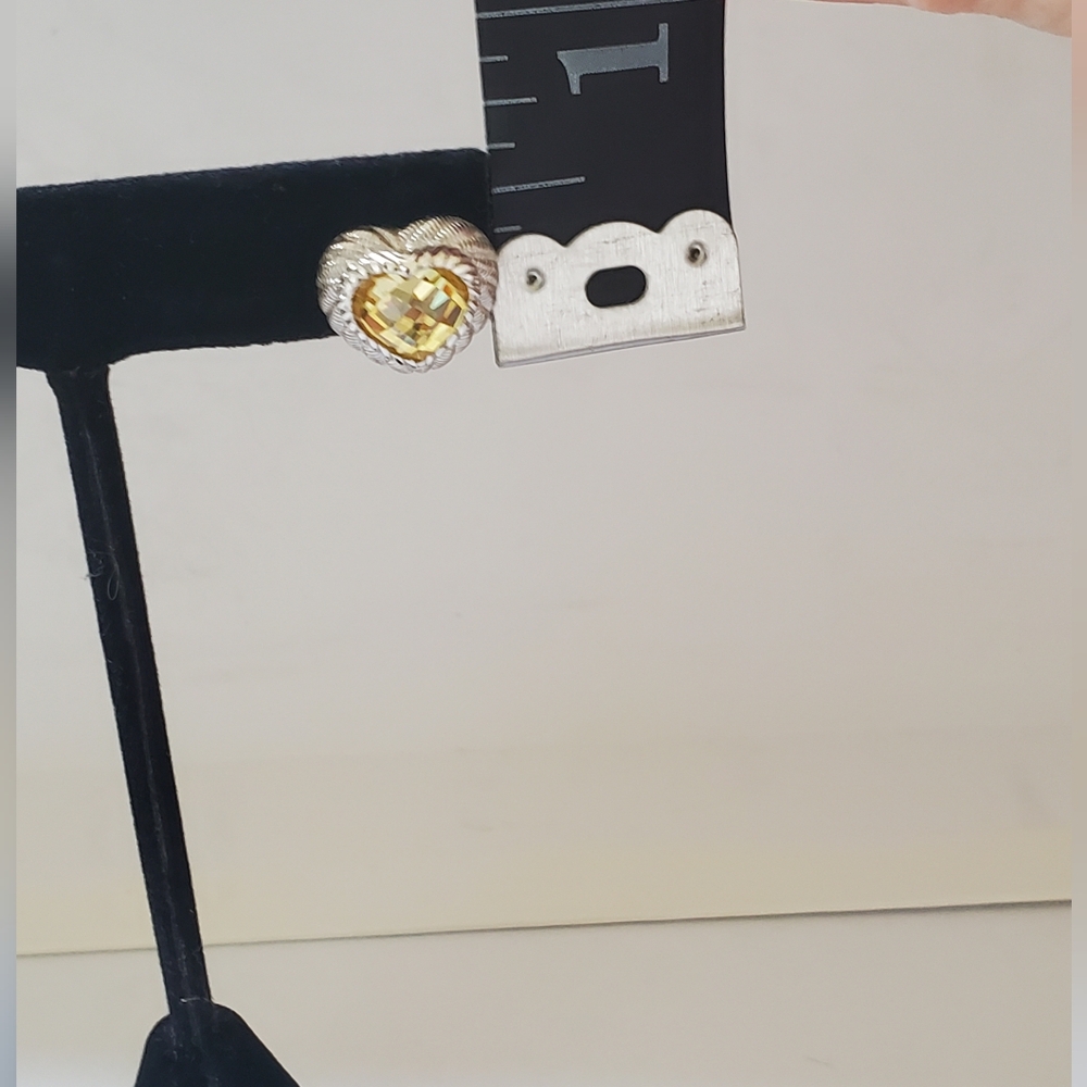 Judith Ripka Sterling & Citrine Heart Earrings - Picture 7 of 9